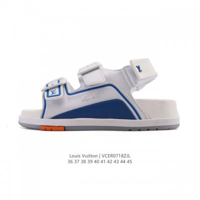 公司级 Lv 路易威登Louis Vuitton 大Logo印花 厚底增高休闲凉鞋 众多明星网红上脚 鞋面采用牛皮材质 扣饰经过防氧化防腐蚀处理 原版大扣 并非