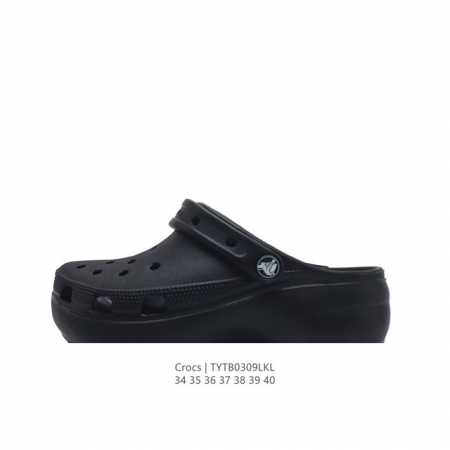 Crocs 沙滩洞洞鞋 女休闲厚底增高凉拖鞋 卡骆驰杨幂同款 厚底增高凸显大长腿沙滩鞋 选择尺码时 建议选大一码 脚感更舒适 这款没有鞋盒 类型：女鞋 尺码：3 - 点击图像关闭