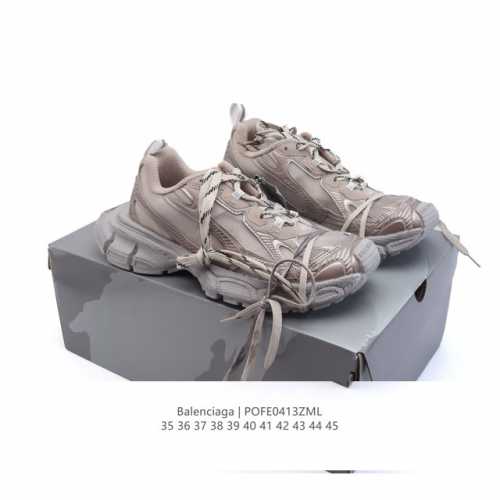公司级 巴黎世家 Balenciaga 3Xl Sneakers 巴黎世家 十代网布系带低帮走秀复古老爹运动鞋 透气网纱 网面 材料和聚氨酯 磨损效果 鞋头边缘