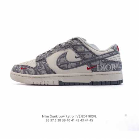 公司级 耐克 Nike Dunk Low Retro 运动鞋复古板鞋 迪奥联名，作为 80 年代经典篮球鞋款，起初专为硬木球场打造，后来成为席卷街头的时尚标杆， - 点击图像关闭
