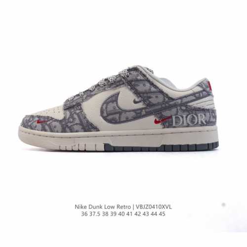 公司级 耐克 Nike Dunk Low Retro 运动鞋复古板鞋 迪奥联名，作为 80 年代经典篮球鞋款，起初专为硬木球场打造，后来成为席卷街头的时尚标杆，