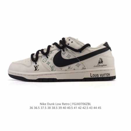 公司级 耐克 Nike Dunk Low Retro 运动鞋复古解构绑带板鞋 双鞋带 路易威登联名。作为 80 年代经典篮球鞋款，起初专为硬木球场打造，后来成为 - 点击图像关闭