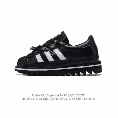 阿迪达斯 CLOT x Adidas originals Superstar 陈冠希全新设计 运动休闲厚底增高板鞋，鞋身整体以adidas经典的 Superst - 点击图像关闭