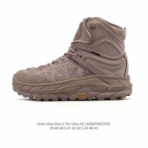 纯原Hoka One One Tor Ultra High 托亚 织物皮革 潮流舒适 防滑耐磨防水包裹性 高帮 户外功能鞋 鞋面采用舒适面料 带来良好的穿着体验