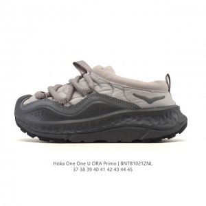 公司级 Hoka One One Ora Primo 一脚蹬男女厚底运动休闲舒缓鞋 包头凉拖鞋 秋冬款Hoka Ora Primo粗鞋带加棉厚底时尚舒适运动拖鞋