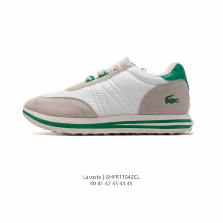 Lacoste 时尚户外休闲潮流系列运动鞋 时尚潮运动板鞋鞋 广东大厂品质全新工艺升级 品质毋庸置疑 全新原厂包装鞋盒 透气皮革拼接网面鞋面，搭配防臭防腐真皮乳 - 点击图像关闭