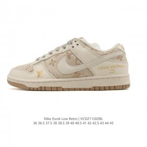 耐克 Nike Dunk Low Retro 运动鞋复古板鞋 路易威登联名运动鞋，作为 80 年代经典篮球鞋款，起初专为硬木球场打造，后来成为席卷街头的时尚标杆