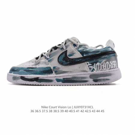 公司级 耐克 Nike 男女子运动鞋 Court Borough Low 小空军低帮板鞋 解构绑带 双鞋带。1.其皮革材质的鞋面结合网眼鞋舌，在出众外观与质感的 - 点击图像关闭
