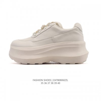 新品 Fashion Shoes 李易玲同款 小红书爆款明星同款 奶酪 经典时尚 休闲百搭 女士皮鞋 小白鞋 防滑耐磨透气 低帮 厚底增高板鞋 女款 白 有7C