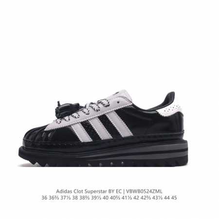 阿迪达斯 Clot X Adidas Originals Superstar 陈冠希全新设计 运动休闲厚底增高板鞋，鞋身整体以adidas经典的 Superst - 点击图像关闭