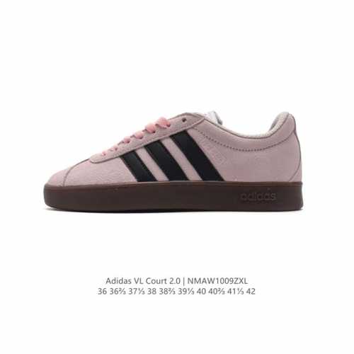 Adidas T头鞋 阿迪达斯 Vl Court 2.0 Shoes 运动休闲板鞋小白鞋，这款t形鞋头运动鞋,力求无论球场或街头,皆显耀眼出众。采用绒面革和牛皮