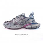 公司级 巴黎世家 Balenciaga 3Xl Sneakers 巴黎世家 十代网布系带低帮走秀复古老爹运动鞋 解构绑带 透气网纱 网面 材料和聚氨酯 磨损效果