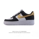 公司级 耐克 Nike Air Force 1 Low 空军一号 小白鞋 厚底增高运动板鞋 白黑金勾拼接 整体以白色为基调 黑色鞋身框架 乳白黑色 Swoosh