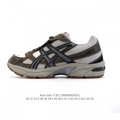 Asics 亚瑟士 新款情侣健步减震复古鞋Gel- 男女时尚透气运动潮流耐磨休闲鞋 选用网眼与皮革相接，复古而富有层次感。网布搭配金属感线条，虎爪 Logo 加