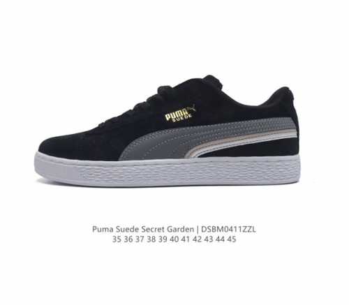 Puma彪马男女鞋suede Secret Garden秘密花园情侣休闲板鞋 这款手作 Suede 运用彩色手绘，给人诗情画意的感受。采用绒面皮革加织物材质鞋面