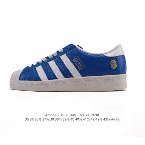 公司级 阿迪达斯 Adidas Sstr V Bape 2025年新款鞋子 蛇年新款经典贝壳头系列 新款休闲板鞋潮流男女士运动鞋 阿迪达斯 与 Bape 联名的
