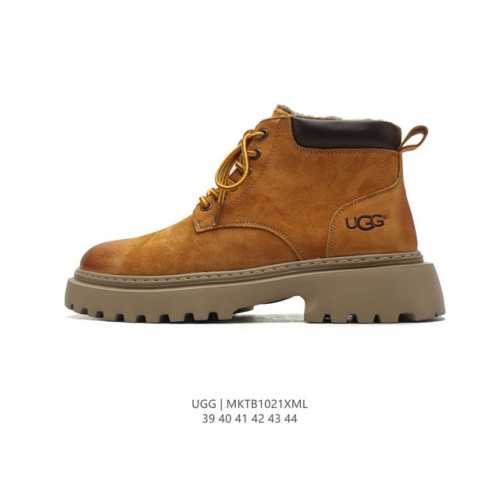 公司级 UGG 中帮靴子 雪地靴 俏皮可爱的百变造型， 美国轻奢品牌UGG 平底系列冬季男士皮鞋 增高厚底网红经典英伦风上线人手必备马丁靴 复古靴子 高帮系列