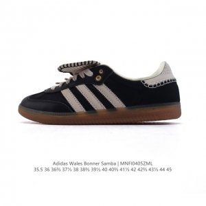 公司级 阿迪达斯 德训鞋 经典复古低帮休闲运动慢跑鞋Wales Bonner X Adidas 2025 全新秋冬系列联名鞋款 织物鞋面经典运动板鞋。该鞋超大鞋