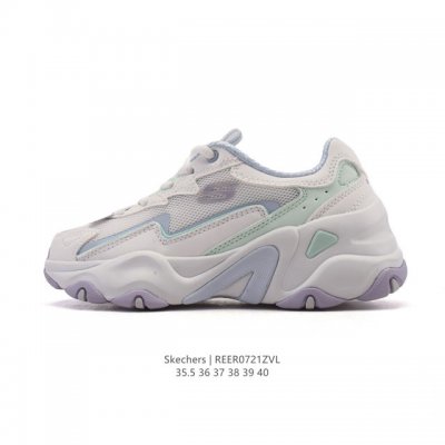 新款 Skechers 斯凯奇 女士运动跑步鞋 老爹鞋 Stamina 网面透气 轻便防滑 减震舒适 耐磨 复古 时尚 拼接 休闲 厚底增高运动鞋舒适百搭不累脚