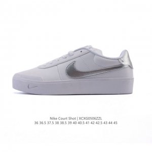 真标 耐克 Nike Court Shot 男女子运动鞋春季透气轻便经典白昼 潮流 嘻哈 百搭 防滑 低帮 板鞋 Fq8146#拒绝沉闷黑白 质感满满的皮革鞋面