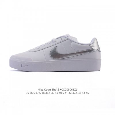 真标 耐克 Nike Court Shot 男女子运动鞋春季透气轻便经典白昼 潮流 嘻哈 百搭 防滑 低帮 板鞋 Fq8146#拒绝沉闷黑白 质感满满的皮革鞋面