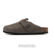 公司级 德国百年知名鞋履品牌 勃肯Birkenstock Boston Suede Shearling 波士顿系列休闲家居棉拖鞋 低帮牛皮绒面革复古软木底包头露