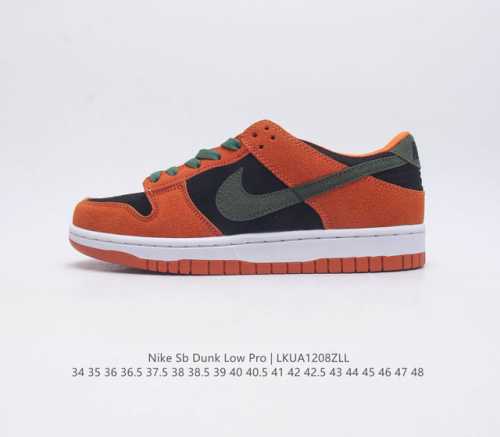 耐克 Nike Sb Dunk Low Pro 男 女滑板鞋 经典复古运动鞋 采用低帮设计 塑就经典 Dunk 风格 鞋垫后跟搭载 Zoom Air 气垫 加衬