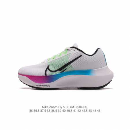 耐克 Nike Zoom Fly 5 运动鞋男女士公路跑鞋竞速跑步鞋厚底增高老爹鞋。采用耐用的设计，不仅可以部署在您最喜欢的比赛的起跑线上，还可以部署在征服后的 - 点击图像关闭