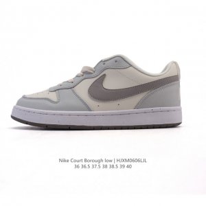 耐克 Nike 女子运动鞋 Court Borough Low 小空军低帮板鞋。1.其皮革材质的鞋面结合网眼鞋舌，在出众外观与质感的同时提供稳固支撑，并且提升透