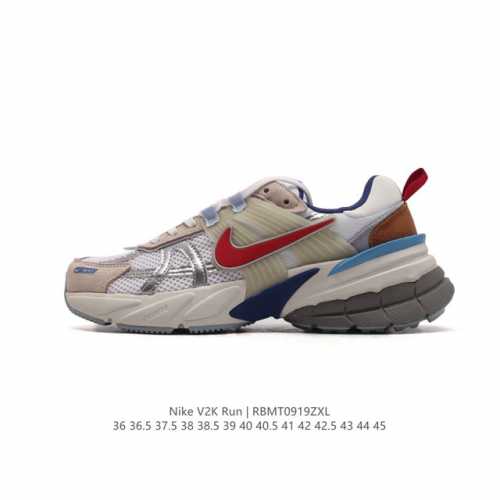 Nike 耐克 V2K Run 减震防滑 复古低帮运动跑步鞋 超火复古跑鞋，采用太空革组合呼吸网眼布鞋面材质，搭载正确4层组合底模，嵌入tpu加固稳定模块,双层