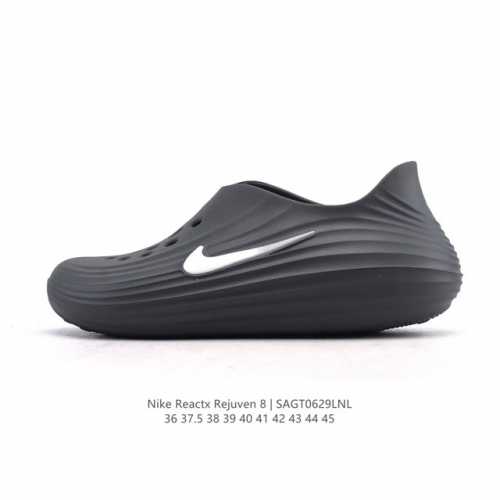 耐克 Nike Reactx Rejuven8 沙滩鞋 柔软回弹耐磨透气凉拖鞋 25夏季新款轻便透气洞洞鞋外穿休闲运动鞋 Hv5060-002 采用质感柔软且出