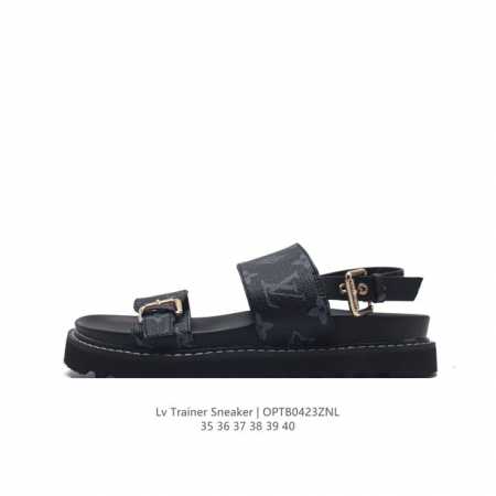 Lv 路易威登louis Vuitton 大logo印花 厚底增高休闲凉鞋 众多明星网红上脚 鞋面采用牛皮材质 扣饰经过防氧化防腐蚀处理 原版大扣 并非市场上的 - 点击图像关闭