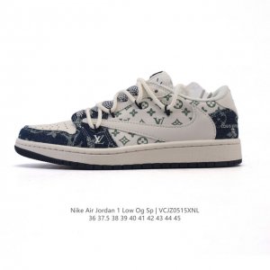 公司级 真标耐克 Nike Air Jordan 1 Low Og Sp Military Blue Aj1乔1倒勾 路易威登联名 解构绑带 双鞋带 2025年