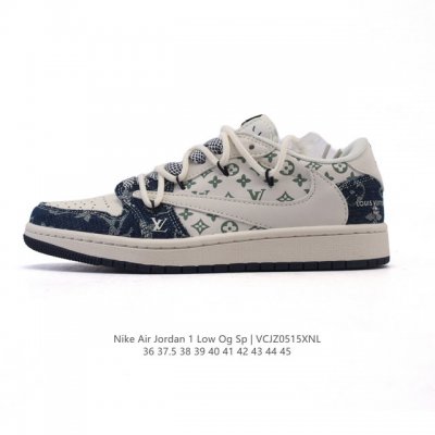 公司级 真标耐克 Nike Air Jordan 1 Low Og Sp Military Blue Aj1乔1倒勾 路易威登联名 解构绑带 双鞋带 2025年