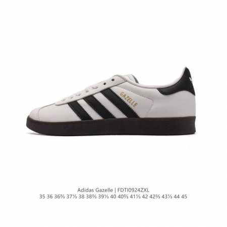 阿迪达斯 Adidas 中性三叶草gazelle系列休闲鞋男女经典运动鞋，鞋身特殊的猪八皮革材质和简单百搭的特点，让 Gazelle 一直活跃在街头。T字鞋头、 - 点击图像关闭