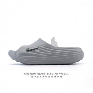 新品 耐克 Nike Reactx Rejuven8 Slide 沙滩拖鞋 露趾拖鞋 一体成型 一脚蹬 厚底增高休闲柔软回弹耐磨踩屎感透气凉拖鞋 25夏季新款轻