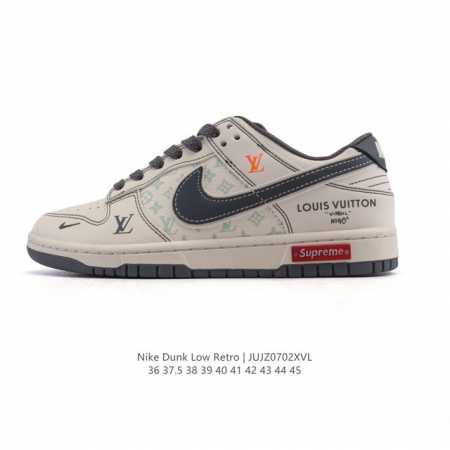 公司级 耐克 Nike Dunk Low Retro 运动鞋复古滑板鞋 路易威登联名。作为 80 年代经典篮球鞋款，起初专为硬木球场打造，后来成为席卷街头的时尚 - 点击图像关闭