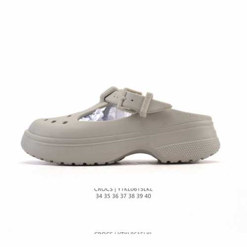 公司级 Crocs 沙滩洞洞鞋 女士休闲厚底增高凉拖鞋 卡骆驰明星同款 厚底增高沙滩鞋 选择尺码时 建议选大一码 脚感更舒适 家居休闲一式两用拖鞋 白敬亭同款，