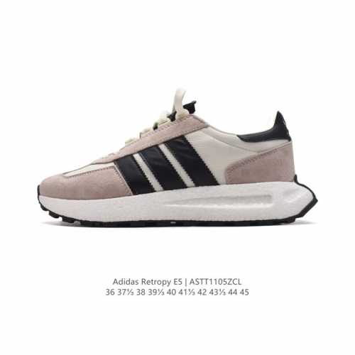 阿迪达斯 新款 三叶草 厚底 ADIDAS RETROPY E5 新款 爆米花 低帮经典运动鞋潮厚底增高男女士慢跑鞋。以70年代经典跑步鞋为灵感，新鲜演绎复古造