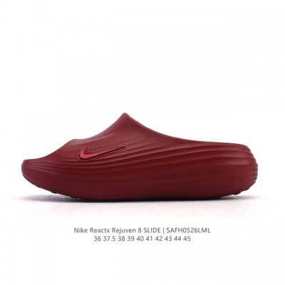 新品 耐克 Nike Reactx Rejuven8 Slide 沙滩拖鞋 露趾拖鞋 一体成型 一脚蹬 厚底增高休闲柔软回弹耐磨踩屎感透气凉拖鞋 25夏季新款轻