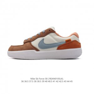 耐克nike Sb Force 58 运动滑板鞋。这是一款将前沿创新带入街头的单品，它具有硫化杯底，具有出色的耐用性和灵活性。使用柔软皮革拼接鞋面，在饰面上放置