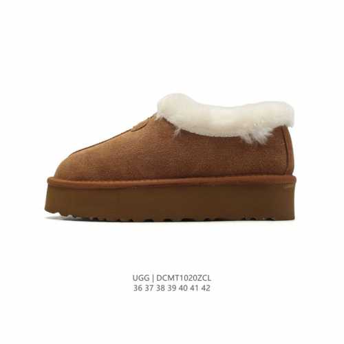 UGG 棉拖 雪地靴 俏皮可爱的百变造型， 美国轻奢品牌UGG 平底系列冬季羊毛一体雪地休闲保暖毛毛家居包头棉拖鞋。官方同步包装 检验标 材料采用原厂防污防水皮