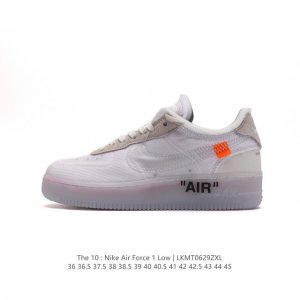 耐克Nike OFF-WHITE x Air Force 1 OW联名空军一号厚底增高运动板鞋 鞋款延续了此次联名的设计风格，鞋身内侧同样印有大面积标语，水晶中