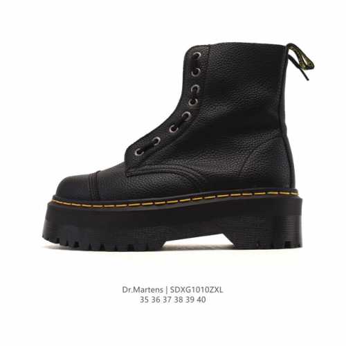 公司级 D.R Martens 马汀博士 商务皮鞋 荔枝纹 高帮马丁靴 筒靴 女士休闲鞋 增高厚底网红经典英伦风上线人手必备Dr.Martens 复古靴子 高帮