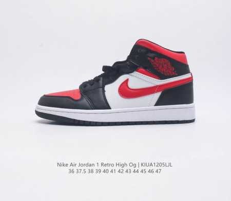 真二层 耐克 Nike Air Jordan 1 Retro High Og 乔丹一代aj1 乔1 Aj1 高帮篮球鞋复刻运动鞋 皮面高帮板鞋的设计灵感源自运动 - 点击图像关闭