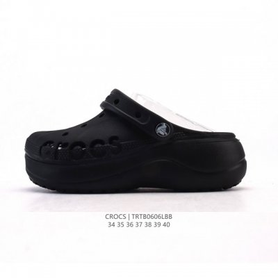 Crocs 沙滩洞洞鞋 女士休闲厚底增高凉拖鞋 卡骆驰明星同款 厚底增高沙滩鞋 选择尺码时 建议选大一码 脚感更舒适 家居休闲一式两用拖鞋 白敬亭同款，坡跟设计