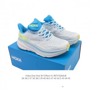 Hoka One One 升级款 Clifton 9 克利夫顿9代 休闲跑步鞋轻量缓震运动鞋。此次，Clifton 9 厚了也轻了。非凡脚感，更厚更轻更稳定。作