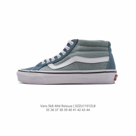 VANS 万斯 采用正确原装铝楦数据开发鸟嘴楦型版本范斯Vans SK8-Mid Reissue S改良帆布休闲运动硫化滑板鞋。 类型：男女鞋 码数：35-44 - 点击图像关闭
