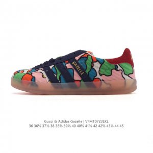 阿迪达斯 Adidas Originals X Gucci Gazelle 阿迪古驰联名经典休闲板鞋 复古男女运动鞋，融汇两个品牌丰富且历史悠久的典藏元素, A
