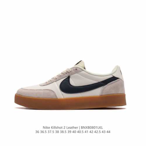 耐克板鞋 生胶米白 复古板鞋j.Crew X Nike 联名 Killshot Ii Leather 男女休闲复古运动鞋。采用米白色皮革制作鞋身，大号swoos